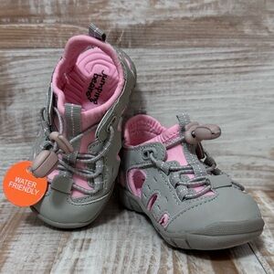 Pink and Gray Baby/Toddler Water Shoes with Rubber Sole in Size 5